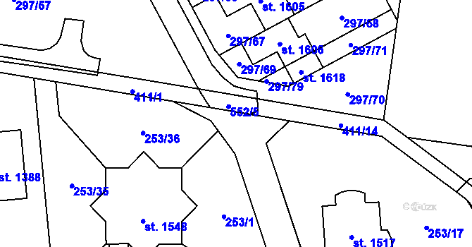 Parcela st. 552/6 v KÚ Muglinov, Katastrální mapa