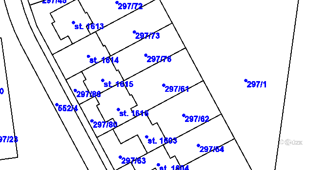 Parcela st. 297/61 v KÚ Muglinov, Katastrální mapa