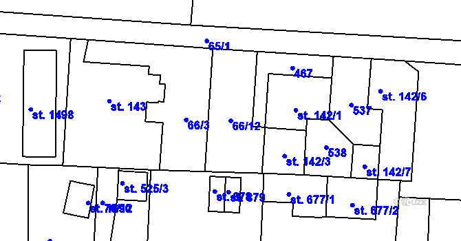 Parcela st. 66/12 v KÚ Muglinov, Katastrální mapa
