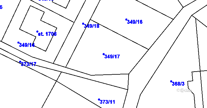 Parcela st. 349/17 v KÚ Muglinov, Katastrální mapa