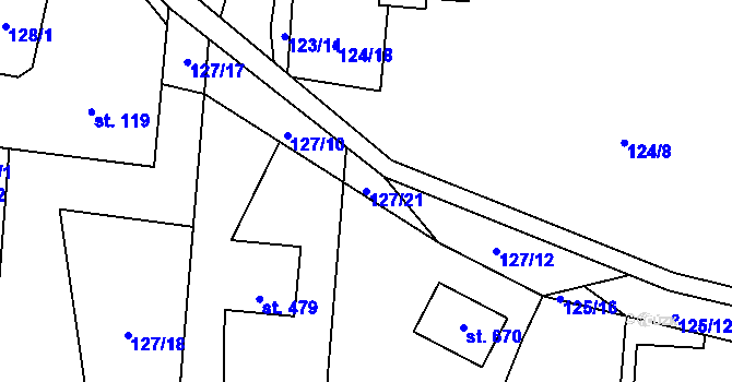Parcela st. 127/21 v KÚ Muglinov, Katastrální mapa