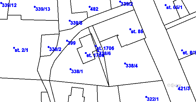 Parcela st. 338/6 v KÚ Muglinov, Katastrální mapa