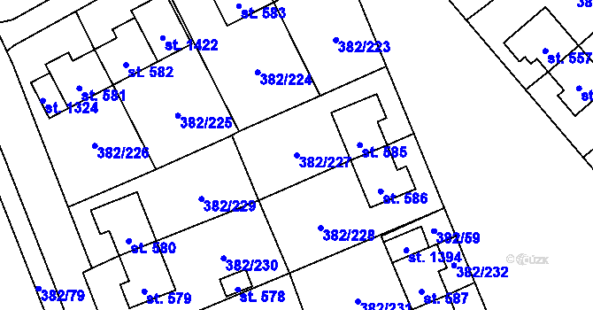 Parcela st. 382/227 v KÚ Muglinov, Katastrální mapa