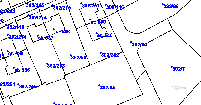 Parcela st. 382/252 v KÚ Muglinov, Katastrální mapa