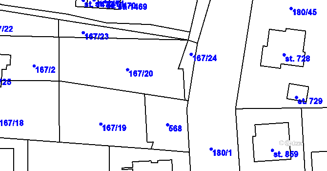 Parcela st. 569 v KÚ Muglinov, Katastrální mapa