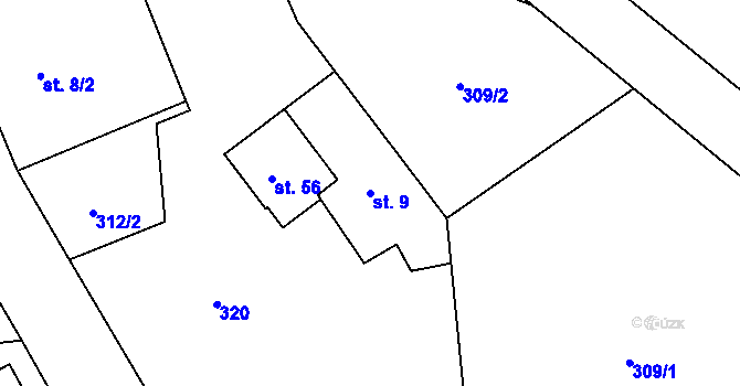 Parcela st. 9 v KÚ Muglinov, Katastrální mapa