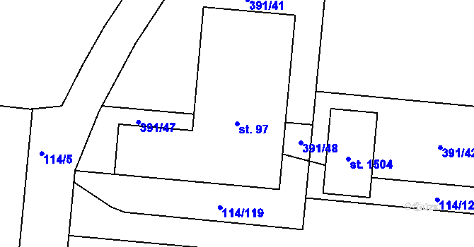 Parcela st. 97 v KÚ Muglinov, Katastrální mapa