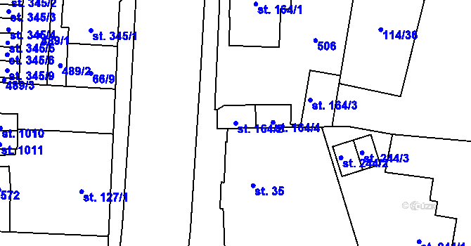 Parcela st. 164/2 v KÚ Muglinov, Katastrální mapa