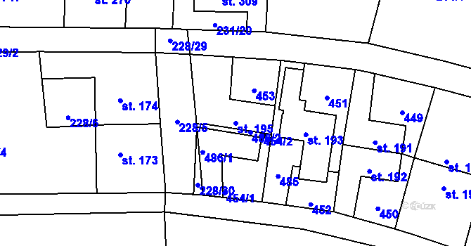 Parcela st. 195 v KÚ Muglinov, Katastrální mapa