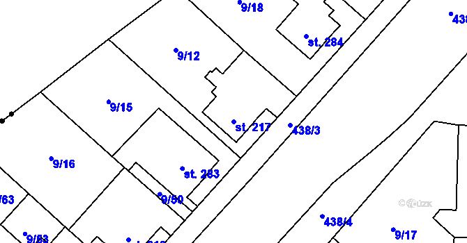 Parcela st. 217 v KÚ Muglinov, Katastrální mapa