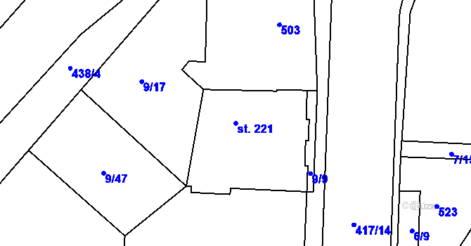 Parcela st. 221 v KÚ Muglinov, Katastrální mapa