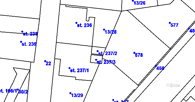 Parcela st. 237/2 v KÚ Muglinov, Katastrální mapa