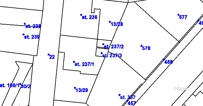 Parcela st. 237/3 v KÚ Muglinov, Katastrální mapa