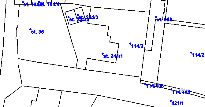 Parcela st. 244/1 v KÚ Muglinov, Katastrální mapa