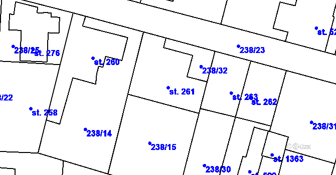 Parcela st. 261 v KÚ Muglinov, Katastrální mapa