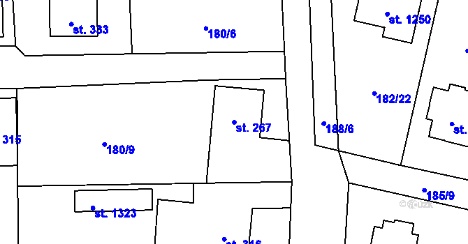 Parcela st. 267 v KÚ Muglinov, Katastrální mapa