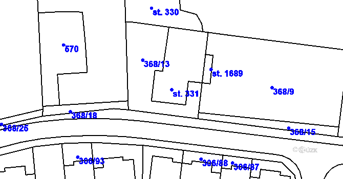 Parcela st. 331 v KÚ Muglinov, Katastrální mapa