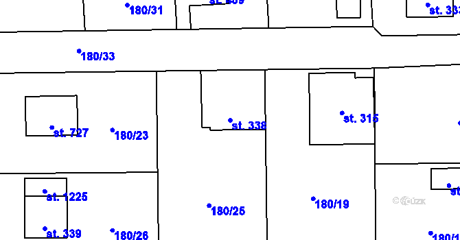 Parcela st. 338 v KÚ Muglinov, Katastrální mapa