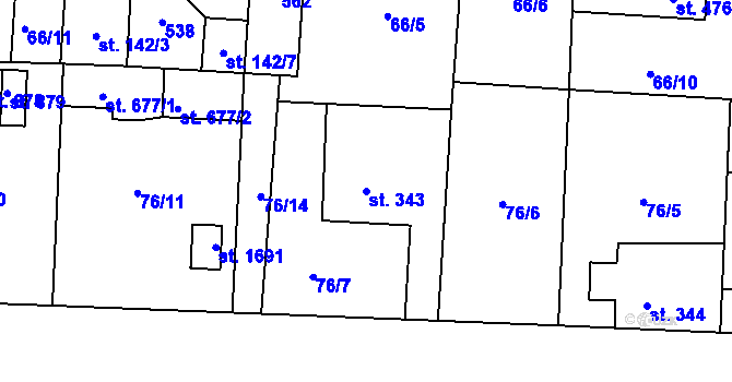 Parcela st. 343 v KÚ Muglinov, Katastrální mapa