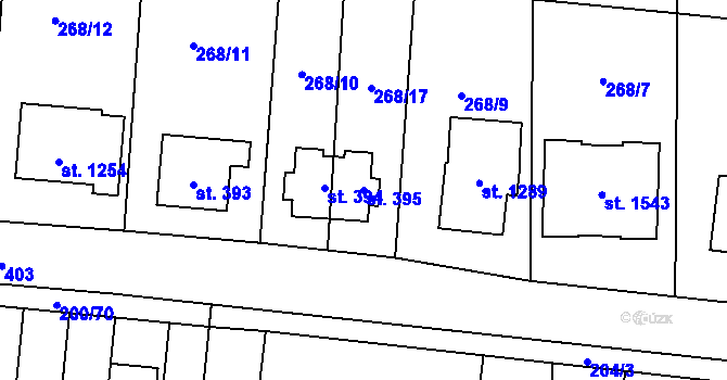 Parcela st. 395 v KÚ Muglinov, Katastrální mapa