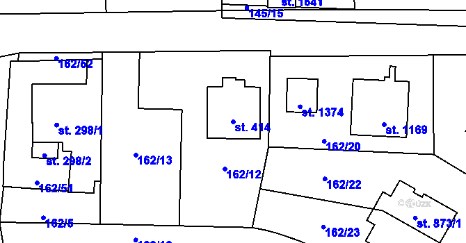 Parcela st. 414 v KÚ Muglinov, Katastrální mapa