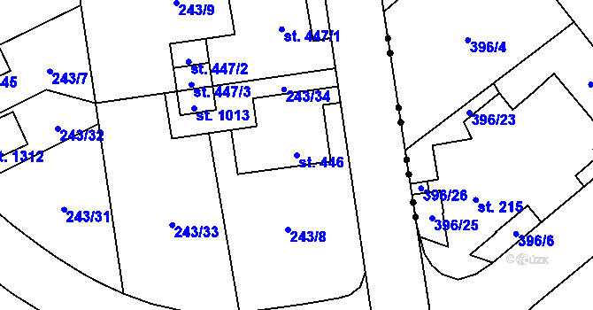 Parcela st. 446 v KÚ Muglinov, Katastrální mapa