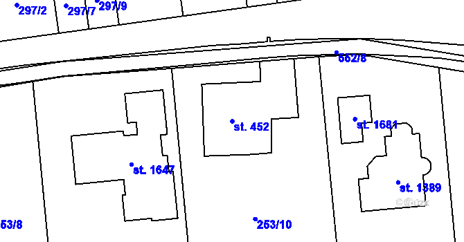 Parcela st. 452 v KÚ Muglinov, Katastrální mapa