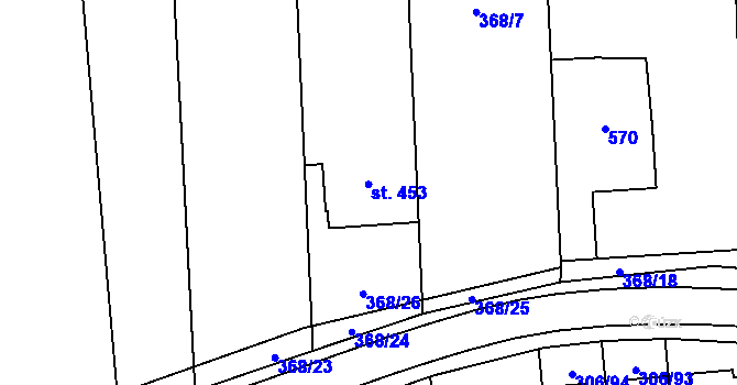 Parcela st. 453 v KÚ Muglinov, Katastrální mapa