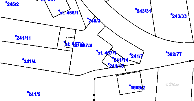 Parcela st. 467/1 v KÚ Muglinov, Katastrální mapa
