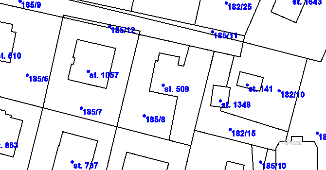 Parcela st. 509 v KÚ Muglinov, Katastrální mapa
