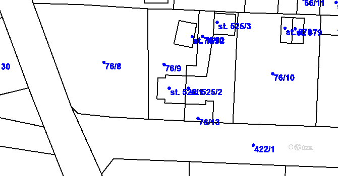 Parcela st. 525/1 v KÚ Muglinov, Katastrální mapa
