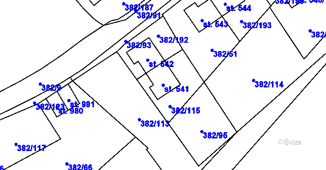 Parcela st. 541 v KÚ Muglinov, Katastrální mapa
