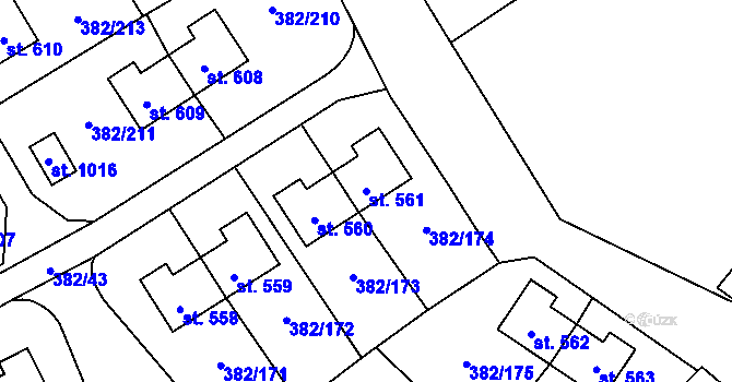 Parcela st. 561 v KÚ Muglinov, Katastrální mapa