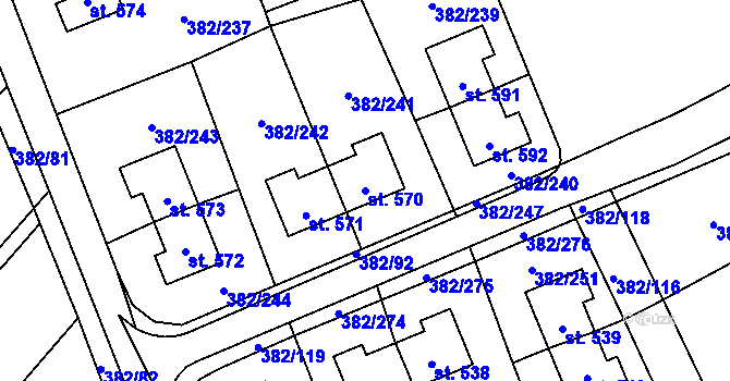 Parcela st. 570 v KÚ Muglinov, Katastrální mapa