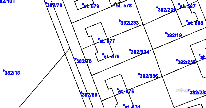 Parcela st. 576 v KÚ Muglinov, Katastrální mapa