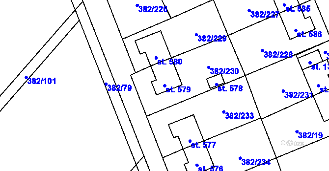 Parcela st. 579 v KÚ Muglinov, Katastrální mapa
