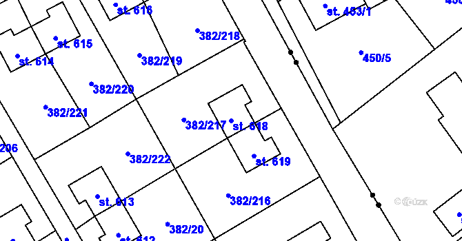 Parcela st. 618 v KÚ Muglinov, Katastrální mapa