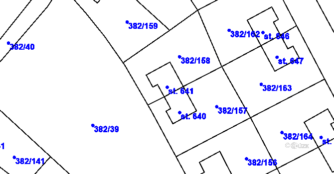 Parcela st. 641 v KÚ Muglinov, Katastrální mapa