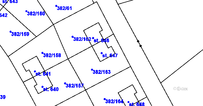 Parcela st. 647 v KÚ Muglinov, Katastrální mapa