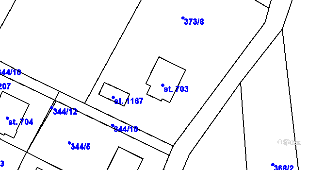 Parcela st. 703 v KÚ Muglinov, Katastrální mapa