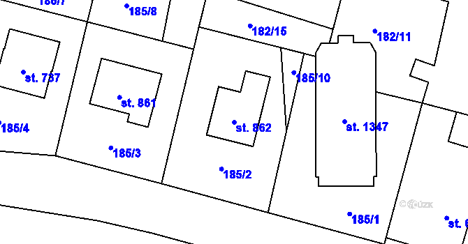 Parcela st. 862 v KÚ Muglinov, Katastrální mapa