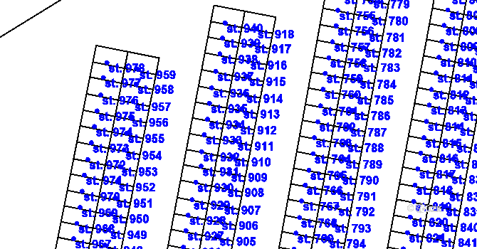 Parcela st. 912 v KÚ Muglinov, Katastrální mapa