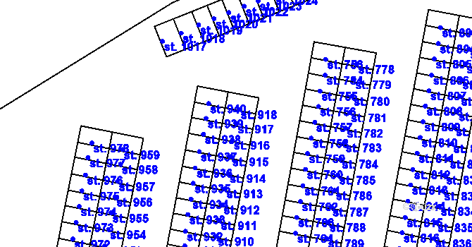 Parcela st. 917 v KÚ Muglinov, Katastrální mapa