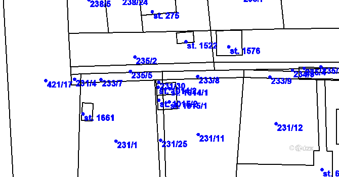 Parcela st. 1014/1 v KÚ Muglinov, Katastrální mapa