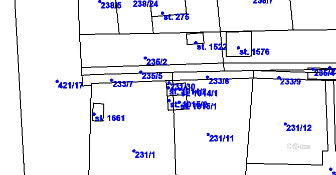 Parcela st. 1014/2 v KÚ Muglinov, Katastrální mapa