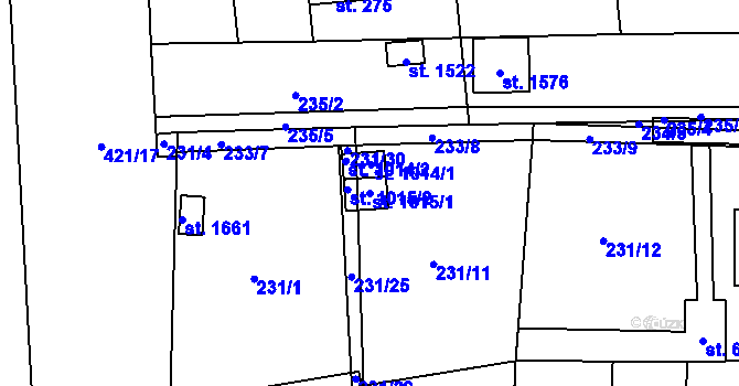 Parcela st. 1015/1 v KÚ Muglinov, Katastrální mapa