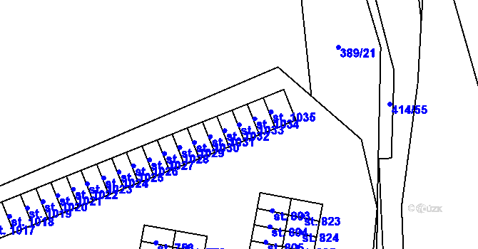 Parcela st. 1033 v KÚ Muglinov, Katastrální mapa