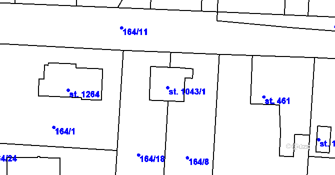 Parcela st. 1043/1 v KÚ Muglinov, Katastrální mapa