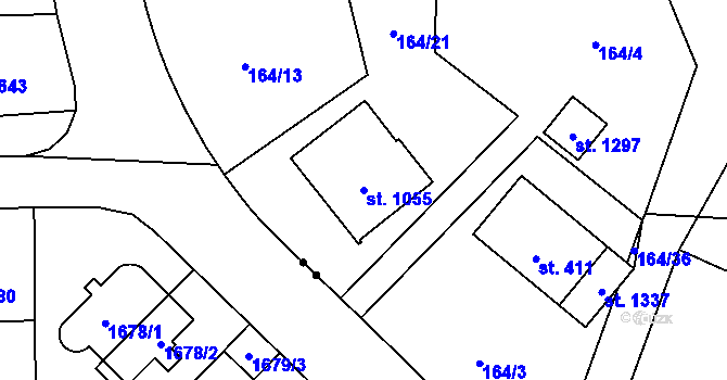 Parcela st. 1055 v KÚ Muglinov, Katastrální mapa