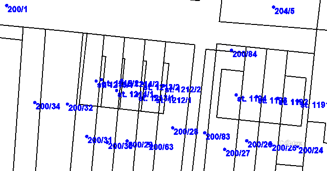 Parcela st. 1212/2 v KÚ Muglinov, Katastrální mapa